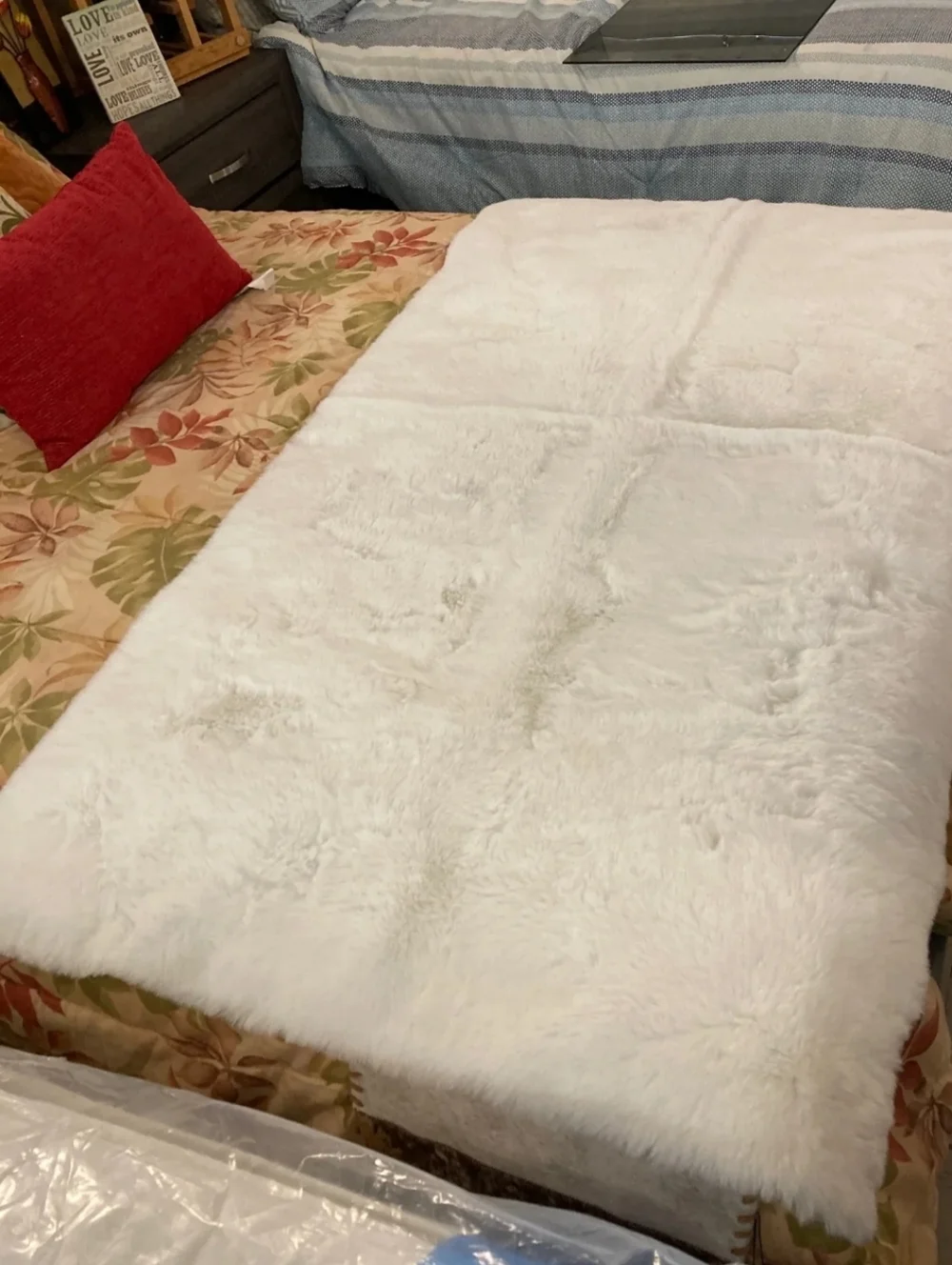 Laguna Home Collection white luxe faux rabbit fur rug